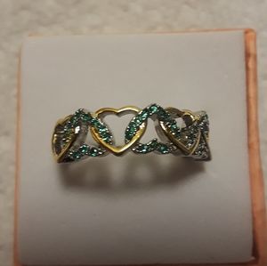 Sterling silver two-tone Hearts ring size 8